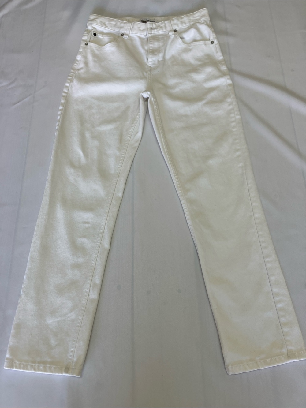 Calvin Klein White Slim Straight Leg White Jeans stretchy